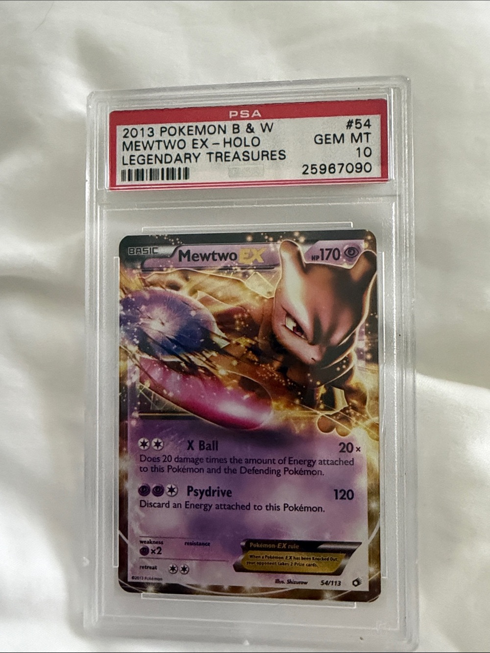 Pokemon Mewtwo EX Holo Card — Purple & Gold Artwork (PSA Slab)